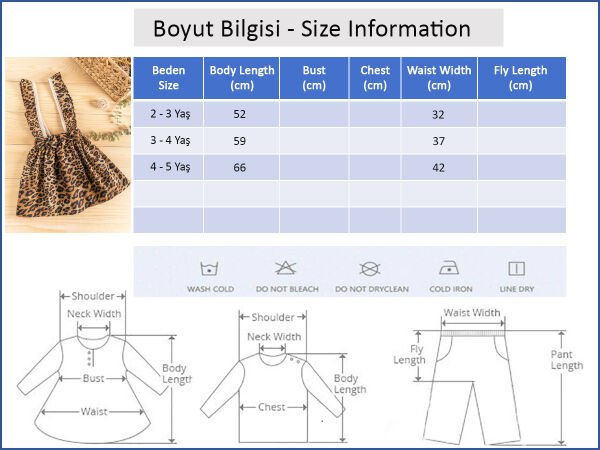 Leopar Desenli Kız Çocuk Salopet Elbise