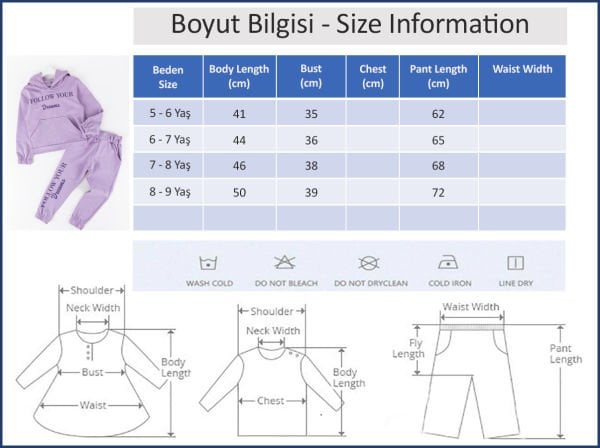 Yazı Baskılı Kapaüşonlu Kız Çocuk Eşofman Takımı