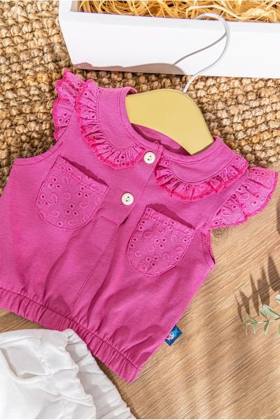 Güpürlü Fırfırlı Yazlık 2'li Kız Bebek Takım