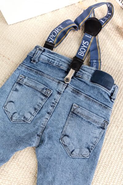 Askılı Denim Şık Kot Erkek Bebek Pantolon