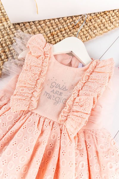 Fırfırlı Tüllü Sırt Dekolteli Yazlık Kız Bebek Elbise