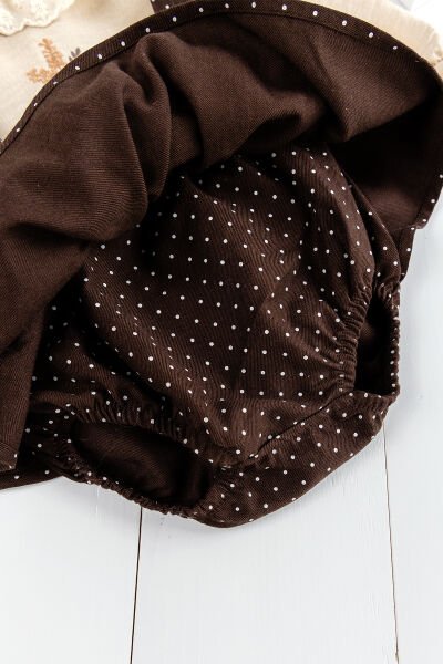 Puantiye Desenli Fiyonklu 2'li Kız Bebek Salopet Tulum Takım Bebek Elbise