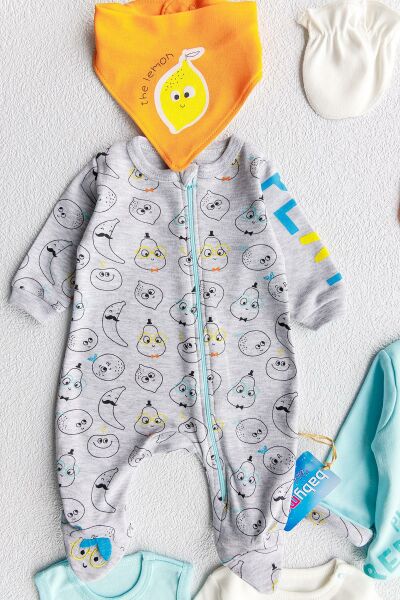 Limon Temalı 8 Parça Erkek Bebek Hastane Çıkışı Bebek Seti