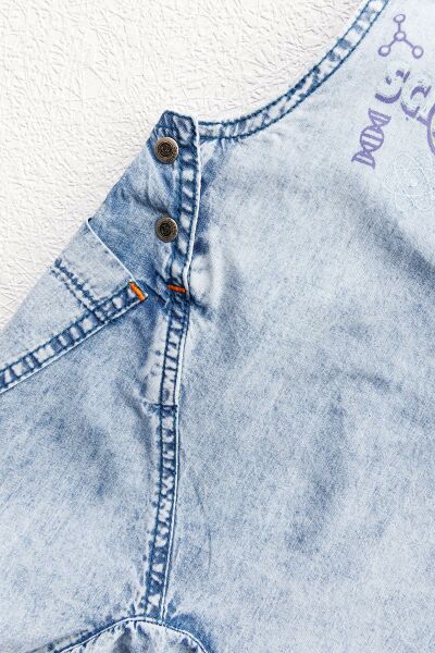 Denim Kumaş Cep Detaylı Erkek Bebek Kot Tulum Salopet