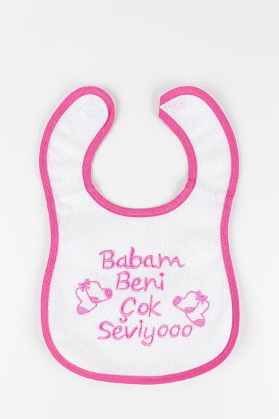 Babam Beni Çok Seviyo Yazılı Kız Bebek Mama Önlüğü
