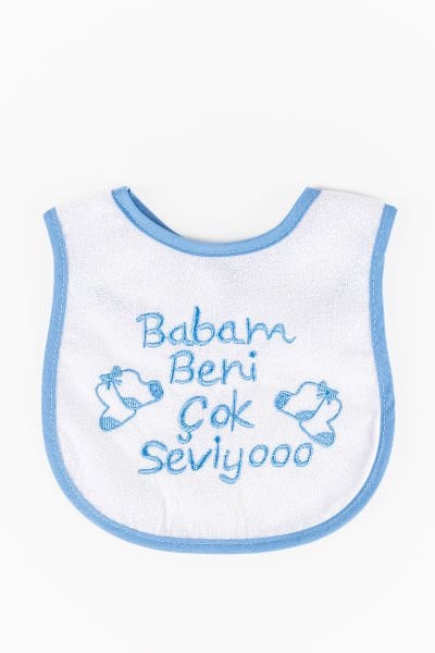 Babam Beni Çok Seviyo Yazılı Erkek Bebek Mama Önlüğü