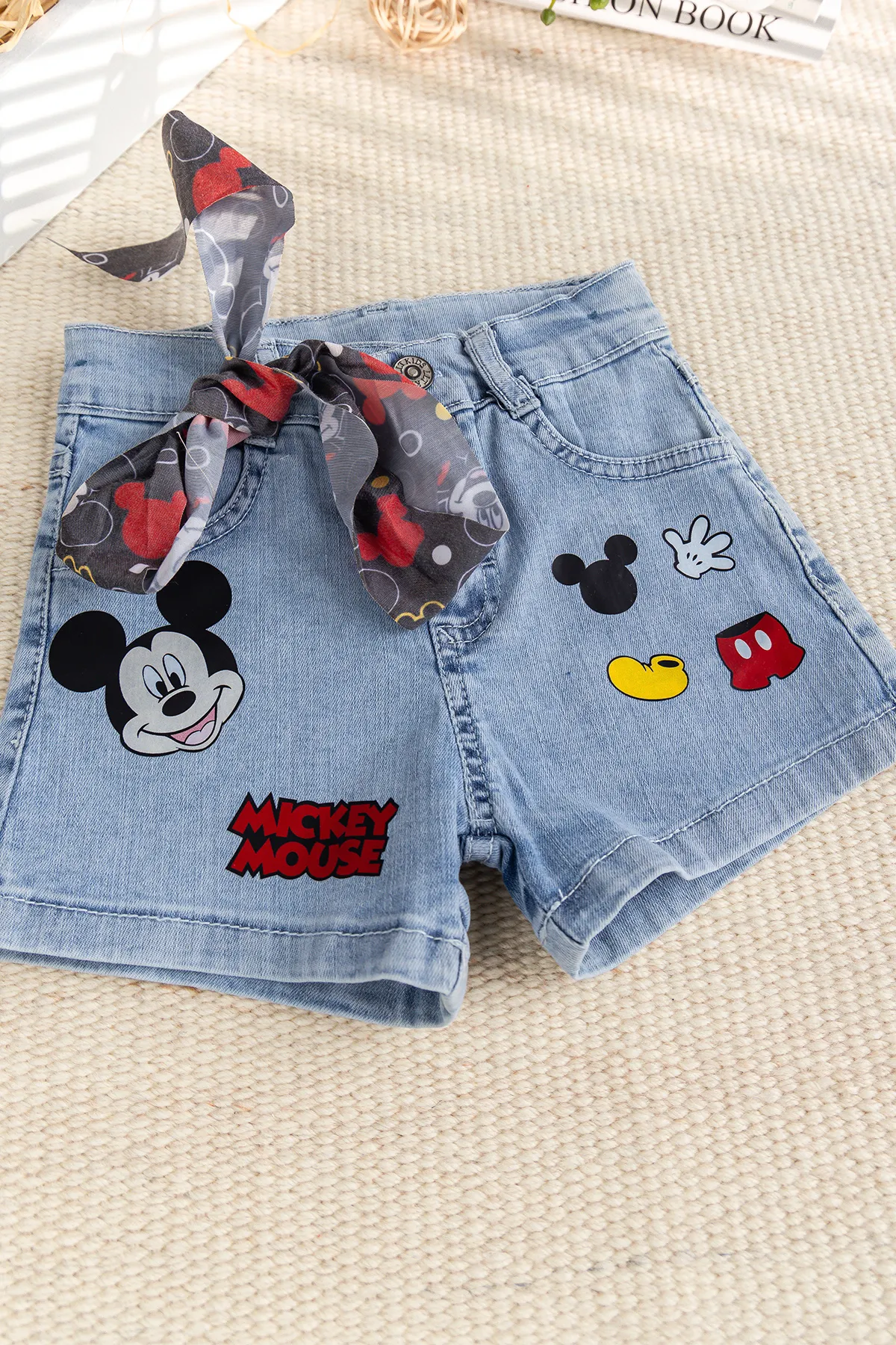 Fiğürlü Denim Şık Kot  Kız Çoşuk Şort