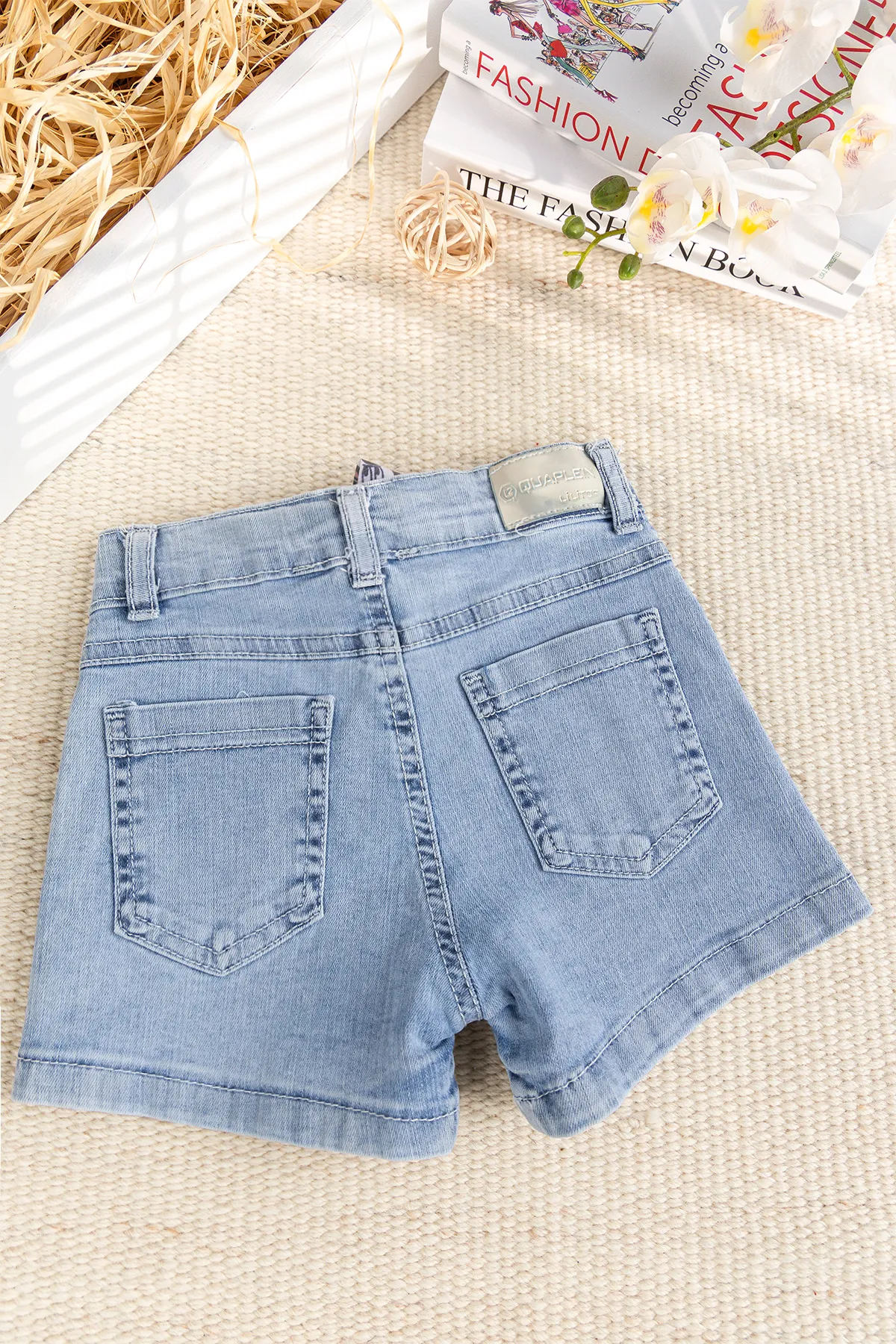 Fiğürlü Denim Şık Kot  Kız Çoşuk Şort