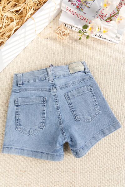Fiğürlü Denim Şık Kot  Kız Çoşuk Şort