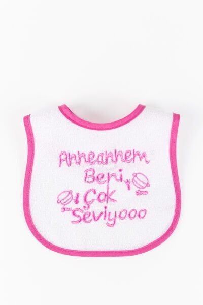 Anneannem Beni Çok Seviyo Yazılı Kız Bebek Su Geçirmez Mama Önlüğü