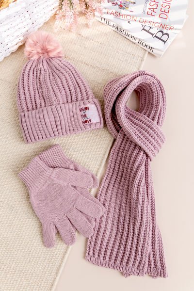 Ponponlu 9-15 Yaş Kız Çocuk Atkı Bere Eldiven Takımı