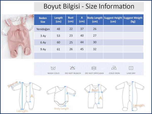 Fırfırlı Çiçek Desenli Patikli Kız Bebek Tulum Salopet Takım