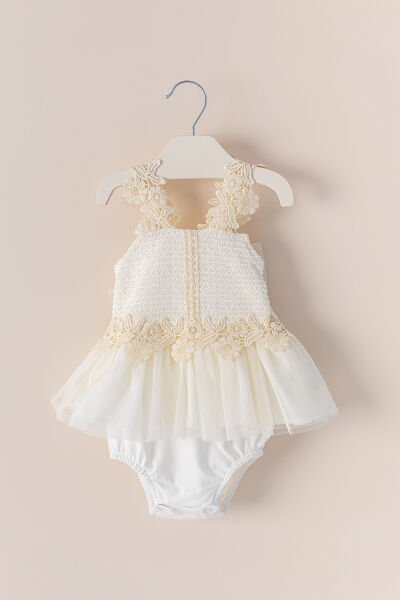 Kız Bebek Elbise Dantel Detaylı Askılı Yazlık Bebek Elbise