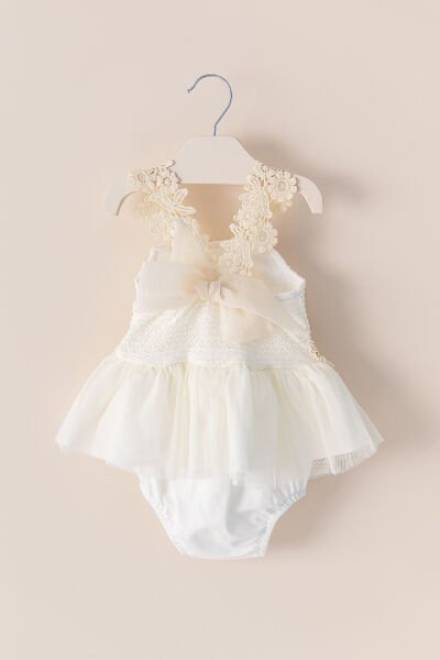 Kız Bebek Elbise Dantel Detaylı Askılı Yazlık Bebek Elbise