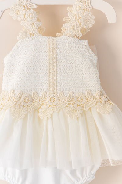 Kız Bebek Elbise Dantel Detaylı Askılı Yazlık Bebek Elbise