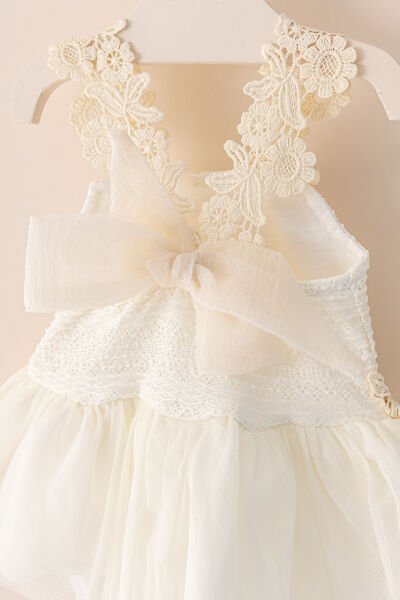 Kız Bebek Elbise Dantel Detaylı Askılı Yazlık Bebek Elbise