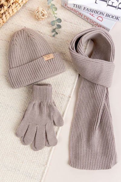 Garson Model  9-15 Yaş Erkek Çocuk Atkı Bere Eldiven Takımı