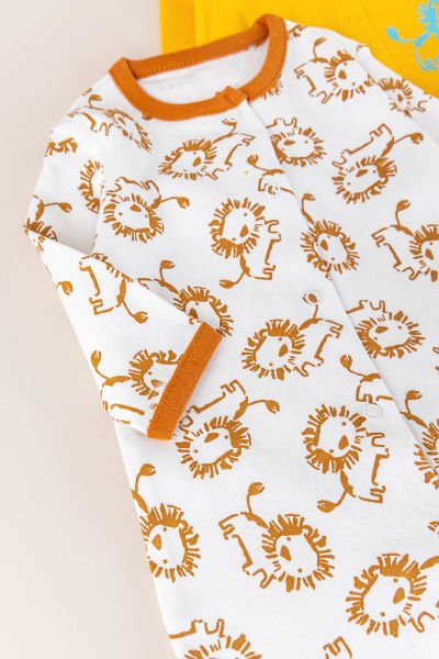 Aslan Figürlü Uzun Kollu 3'lü Erkek Bebek Tulum Takım