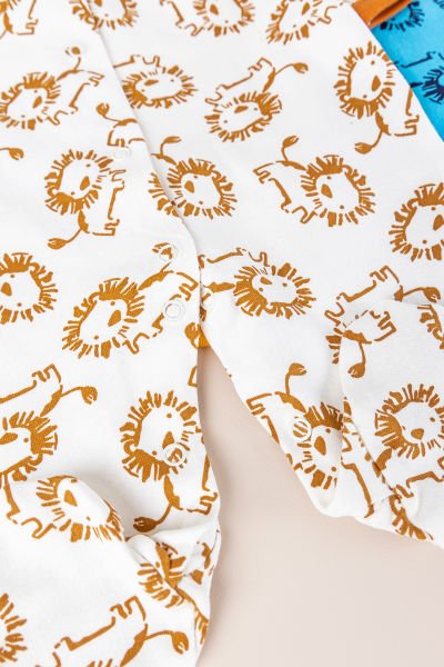 Aslan Figürlü Uzun Kollu 3'lü Erkek Bebek Tulum Takım