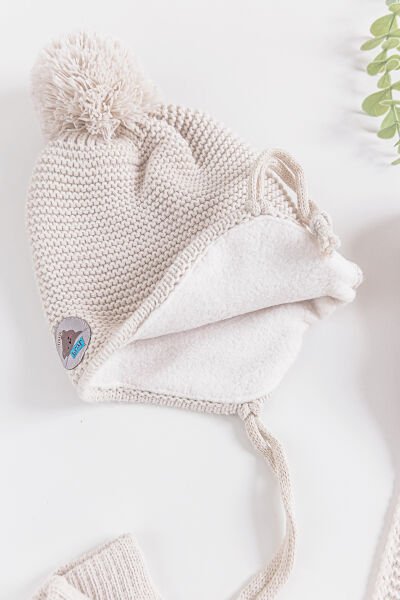 Ayıcık Figürlü 0-18 Ay Erkek Bebek Atkı Bere Eldiven Takımı