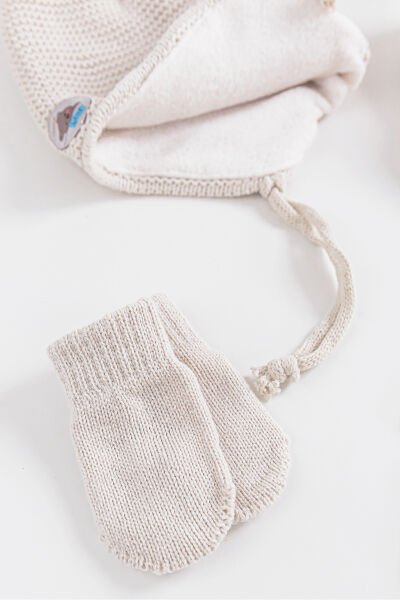 Ayıcık Figürlü 0-18 Ay Erkek Bebek Atkı Bere Eldiven Takımı