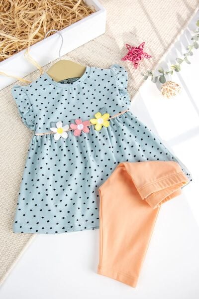 Taytlı Çiçekli Yazlık İkili Kız Çocuk Takım