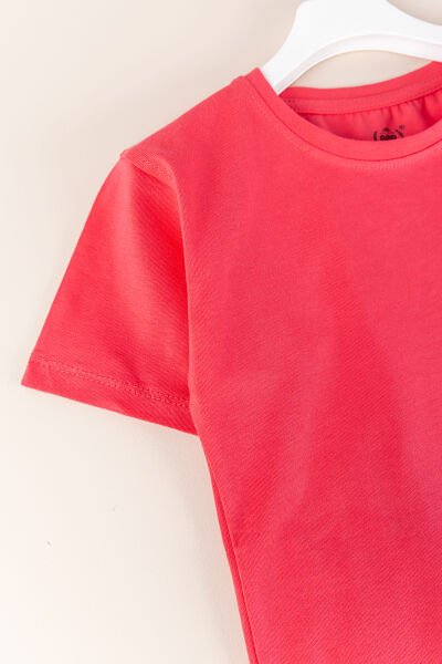Kısa Kollu Çocuk Body Düz Renk Narçiçeği Çocuk Tişört