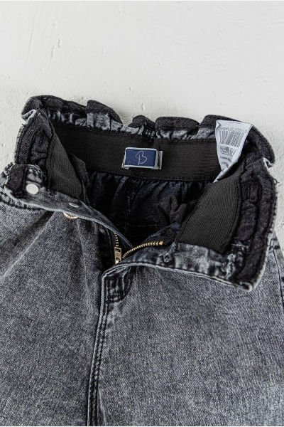 Yüksek Bel Kız Çocuk Kot Pantolon Çocuk Jean Füme - 6 Yaş
