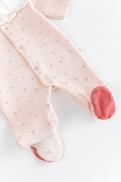 Fırfır Yakalı Çiçekli Patikli Kız Bebek Tulum SOMON - Yeni Doğan