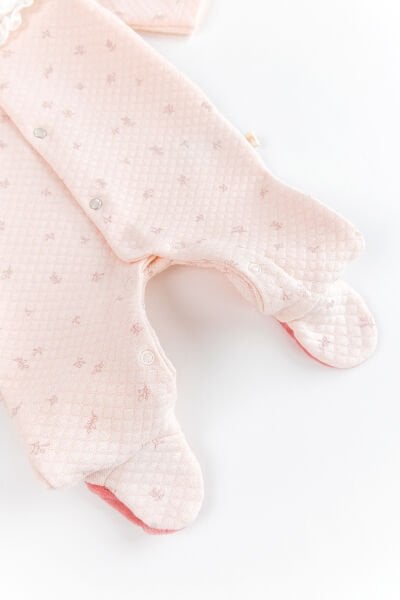 Fırfır Yakalı Çiçekli Patikli Kız Bebek Tulum SOMON - Yeni Doğan