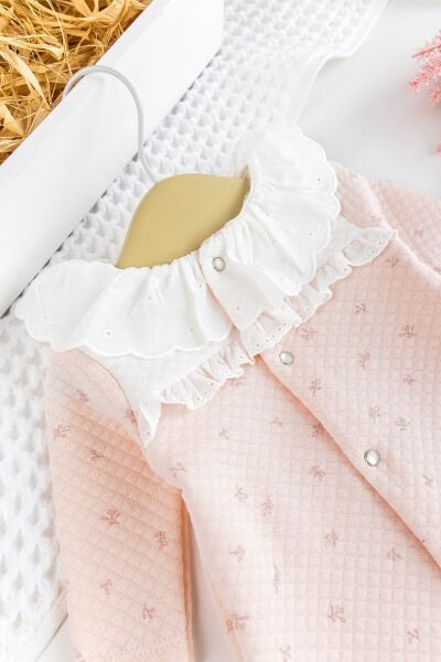 Fırfır Yakalı Çiçekli Patikli Kız Bebek Tulum SOMON - Yeni Doğan