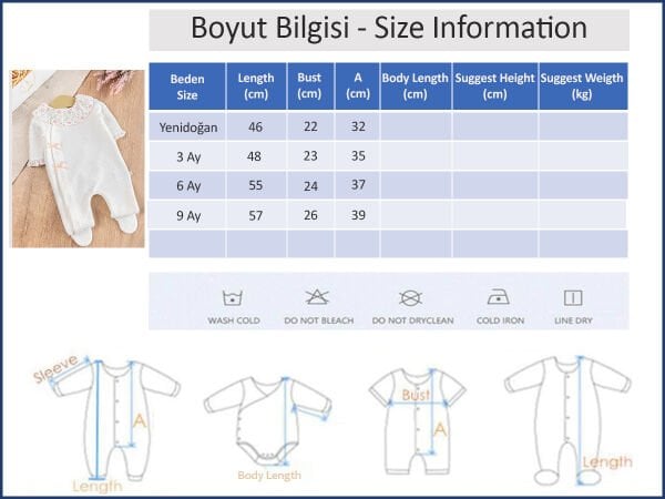 Fırfır Yakalı Çiçekli Patikli Kız Bebek Tulum SOMON - Yeni Doğan