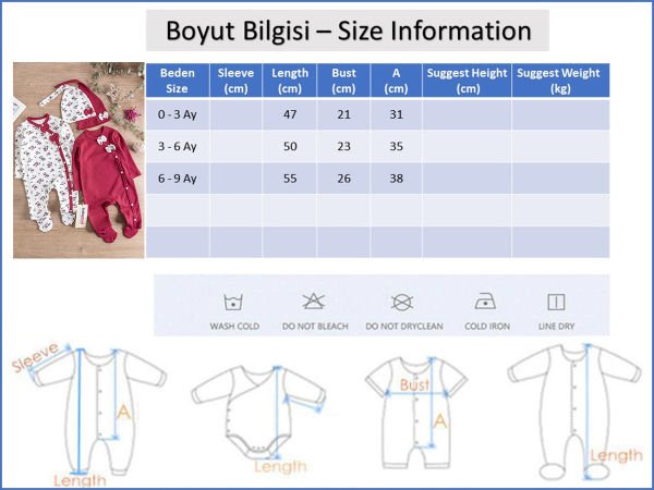 Kız Bebek Tulum Çiçek Desenli İkili Uzun Kollu Tulum Takım