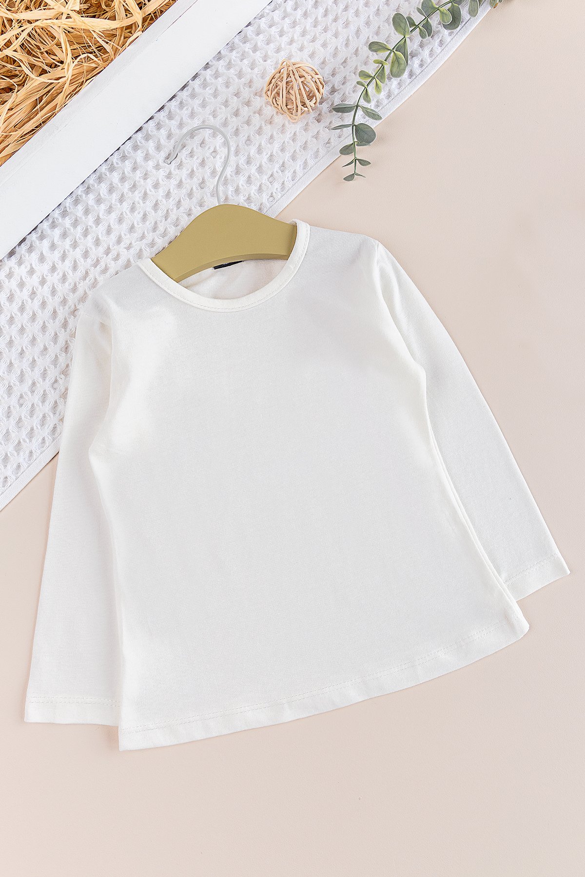 Uzun Kollu Çocuk Body Düz Renk Çocuk Tişört