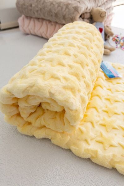 Yıldızlı Peluş Bebek Battaniyesi SARI
