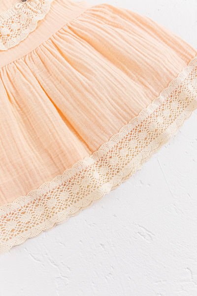 Güpür Yakalı Bandanalı Yazlık Müslin Bebek Elbise SOMON - 18-24 AY