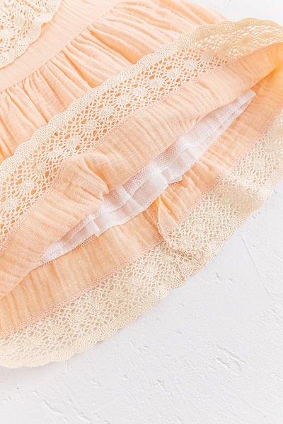 Güpür Yakalı Bandanalı Yazlık Müslin Bebek Elbise SOMON - 18-24 AY