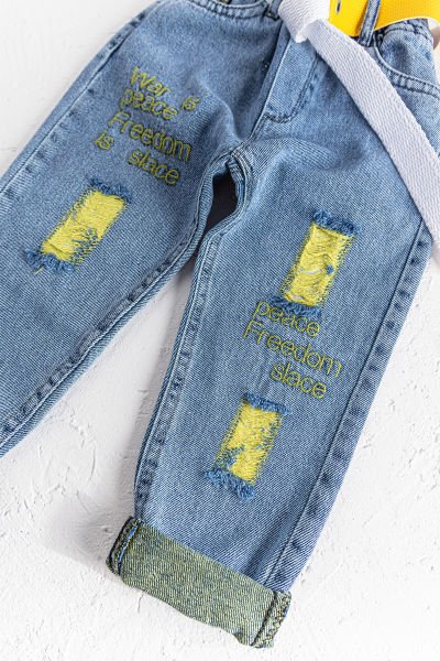 Kemer Detaylı Kız/Erkek Çocuk Denim Kumaş Kot Pantolon