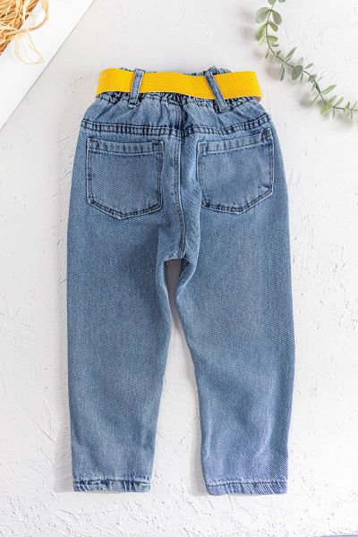 Kemer Detaylı Kız/Erkek Çocuk Denim Kumaş Kot Pantolon