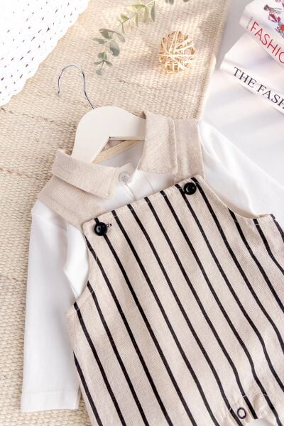 Erkek Bebek 100% Pamuk 2'lia  Salopet Tulum Set
