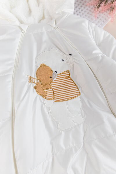 Peluş Astarlı Kız Erkek ebek Astronot Tulum BEYAZ -  12 Ay