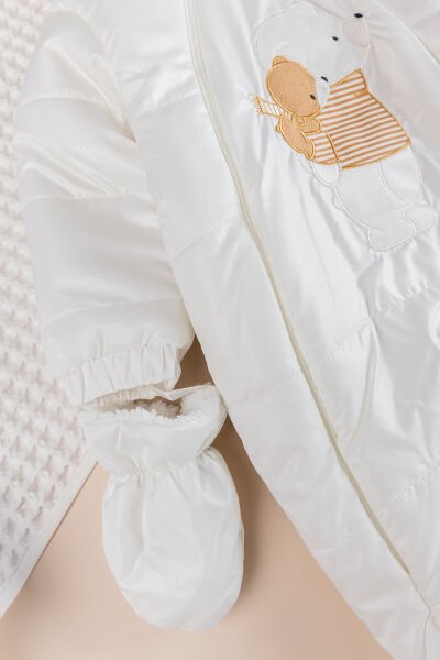 Peluş Astarlı Kız Erkek ebek Astronot Tulum BEYAZ -  12 Ay