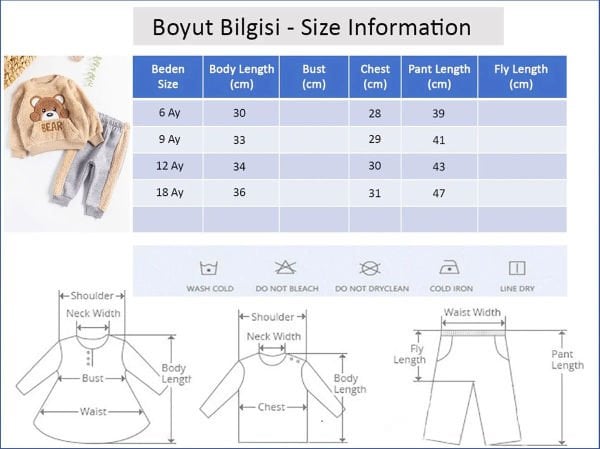 Ayıcık Figürlü Peluş Kışlık Erkek Bebek Takım