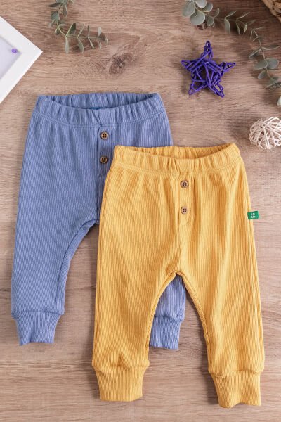 Erkek/Kız Bebek Tek Alt Pantolon mavi-sarı -  6-9 AY
