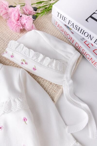 Çiçekli Natural 100% Pamuk 5'li Kız Bebek Hastane Çıkışı Bebek Takımı Set