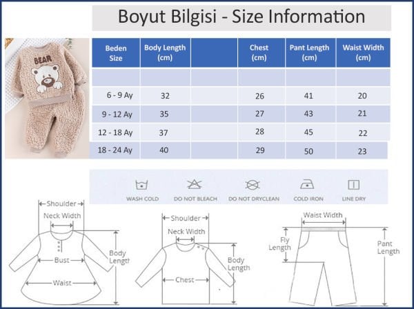 Ayıcık Fiğürlü Welsoft Peluş Kışlık Bebek 2 li Takım