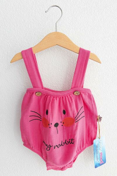 Minik Tavşan Kız Bebek Tulum Salopet Bebek Takım PEMBE - 3-6 AY