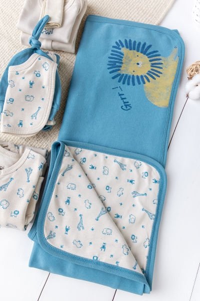 Aslan Temalı 100% Pamuk 10'lu Erkek Bebek Hastane Çıkışı Bebek Takımı Set