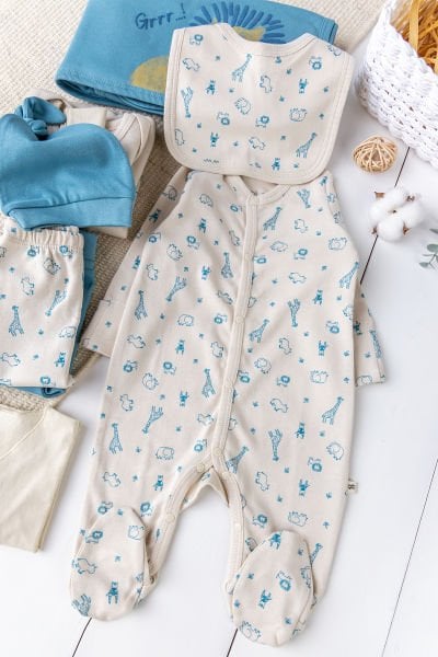 Aslan Temalı 100% Pamuk 10'lu Erkek Bebek Hastane Çıkışı Bebek Takımı Set