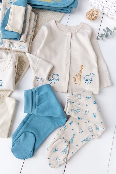 Aslan Temalı 100% Pamuk 10'lu Erkek Bebek Hastane Çıkışı Bebek Takımı Set